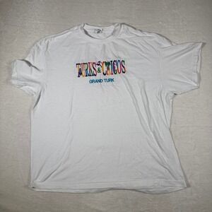 Turks and Caicos‎ Grand Turk Embroidered Graphic T Shirt 2X Large White